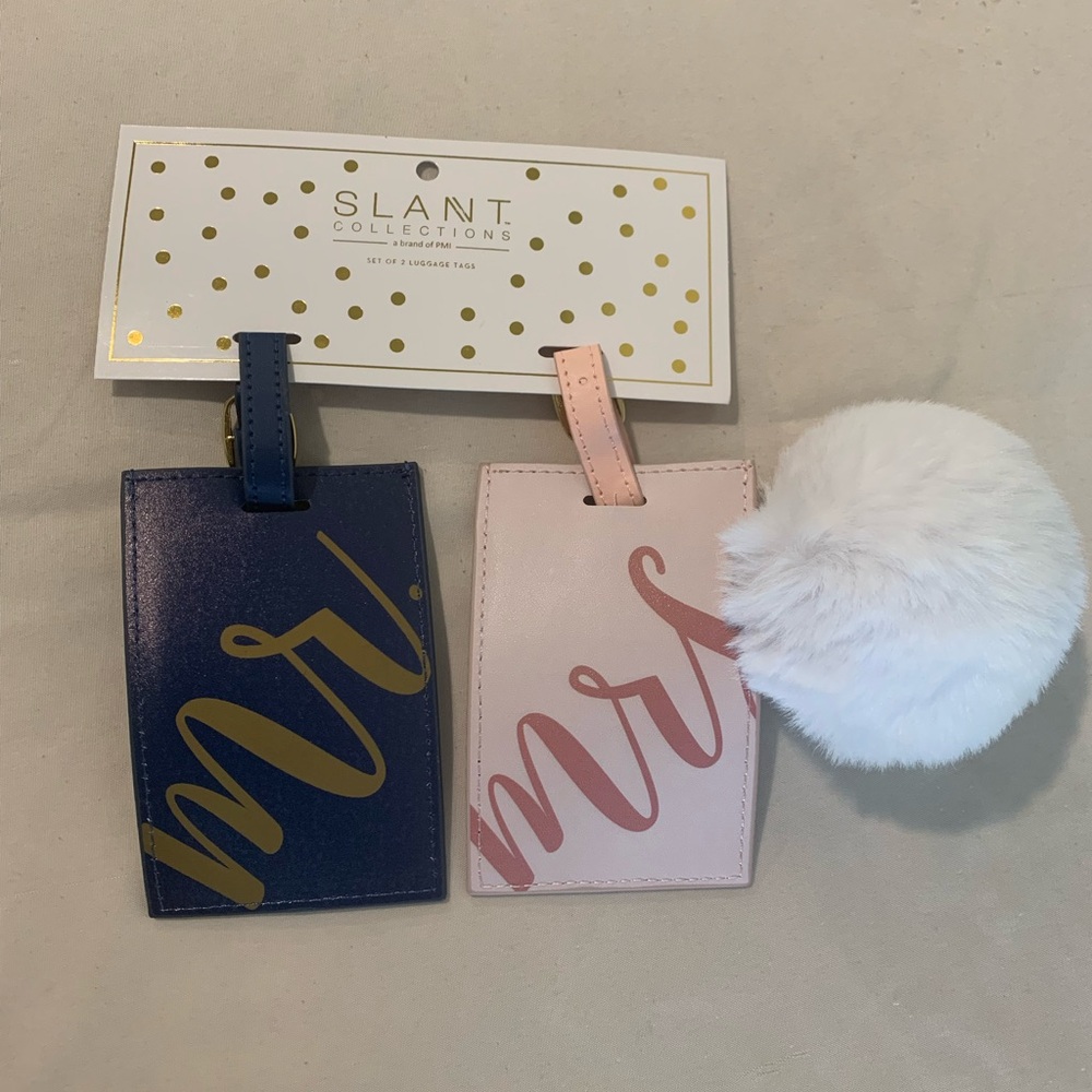 Mr and Mrs Luggage Tags With Gold Buckle Bridal Gift